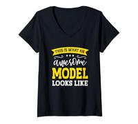 Mujer Modelo Trabajo Título Empleado Modelo de Profesión Trabajador Divertido Camiseta Cuello V