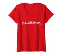 Mujer Modern Retro Alabama Distressed Style Print Camiseta Cuello V