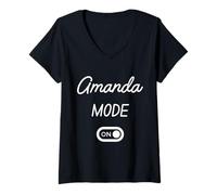 Mujer Modo Amanda Activado Nombre Gracioso Camiseta Cuello V