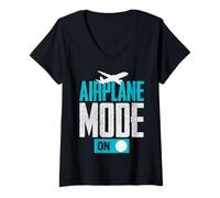 Mujer Modo avión Activado Camiseta Cuello V