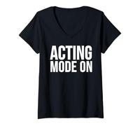 Mujer Modo de actuación en una Cita Divertida de actuación teatral Camiseta Cuello V