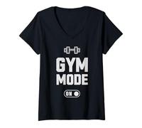 Mujer Modo de Gimnasio audaz Activado para Amantes del Fitness Hombres Mujeres Camiseta Cuello V