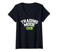Mujer Modo de negociación Activado - Crypto Stock Market Money Investing Trader Camiseta Cuello V