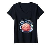 Mujer Modo de reinicio Cerebral Pensamiento Divertido Camiseta Cuello V