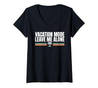 Mujer Modo de Vacaciones en Leave Me Alone Funny Travel Quote Summer Camiseta Cuello V