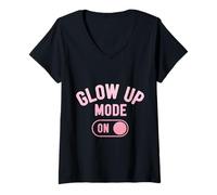 Mujer Modo Glow Up En Funny Baddie Girls Trips Bestie Camiseta Cuello V