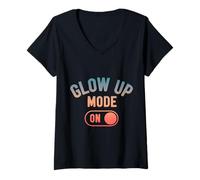 Mujer Modo Glow Up En Funny Baddie Girls Trips Bestie Camiseta Cuello V
