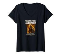 Mujer Modo Guerra Activado Efesios 6:11 Guerrero Armadura de Dios Camiseta Cuello V