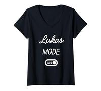 Mujer Modo Lukas Activado Nombre Gracioso Camiseta Cuello V