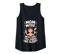 Mujer Modo Mamá Cabello desordenado Manos Llenas Sin Dormir Camiseta sin Mangas