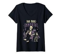 Mujer Modo Papá Esqueleto Inmortal Halloween Papá Más Allá Humor Camiseta Cuello V