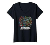 Mujer Modular Synthesizer Patch Cables Are My Therapy Camiseta Cuello V