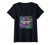 Mujer Modular Synthesizer Patch Cables Don't Lie Camiseta Cuello V