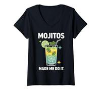 Mujer Mojitos Made Me Do It Cóctel Lima Mentas Camiseta Cuello V