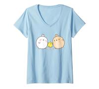 Mujer Molang Pinco & PIU PIU Amigos Lindo Anime Camiseta Cuello V