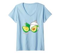 Mujer Molang & PIU PIU Aguacates Anime Conejo Camiseta Cuello V