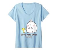 Mujer Molang & PIU PIU Lindo Y Acogedor Anime Camiseta Cuello V