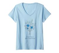 Mujer Molinillo Azul creciendo un mañana Seguro Conciencia sobre el abuso Infantil Camiseta Cuello V