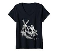 Mujer Molinos de Viento de Lucha Don Quijote Camiseta Cuello V