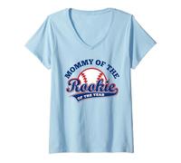 Mujer Mom Baseball Mommy of The Rookie of The Year First Birthday Camiseta Cuello V
