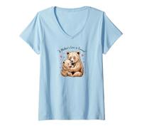 Mujer Mom Bear Cub Funny Pregnant Loading Baby Mother Camiseta Cuello V