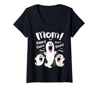 Mujer Mom Cute Ghost Kids Halloween Family Camiseta Cuello V