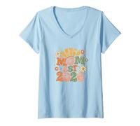 Mujer Mom EST 2026 Groovy Retro Daisy Flower New Mom Mother's Day Camiseta Cuello V