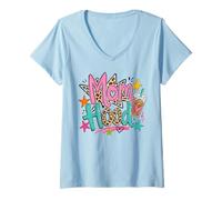 Mujer Mom Hood Retro Mama Life Colorful Mother Humor Camiseta Cuello V