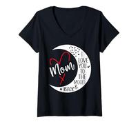 Mujer Mom I Love You to The Moon & Back I Love My Mum Mother's Day Camiseta Cuello V