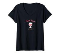 Mujer Mom Juice Club Funny Wine Drinking Mothers Humor Design Camiseta Cuello V