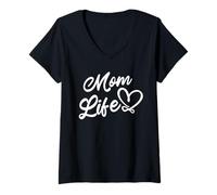 Mujer Mom Life Funny Heart Infinity Love Cute Mother's Day Camiseta Cuello V