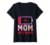 Mujer Mom of 2 Boys Mother's Day Women Mom of Two Boys Camiseta Cuello V