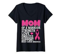 Mujer Mom of a Warrior Breast Cancer Awareness Support Gifts Women Camiseta Cuello V
