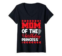 Mujer Mom of The Birthday Princess Mothers Day For Mommy Camiseta Cuello V