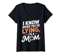 Mujer Mom Sense: Detector de mentiras humanas Camiseta Cuello V