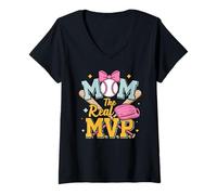 Mujer Mom, The Real Most Valuable Person, Funny Baseball Camiseta Cuello V