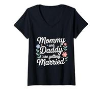 Mujer Mommy and Daddy Are Getting Married Boda Infantil - Camiseta Cuello V