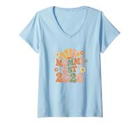 Mujer Mommy EST 2026 Groovy Retro Daisy Flower New Mom Día de la Madre Camiseta Cuello V