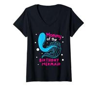 Mujer Mommy of The Birthday Mermaid For Mommy Mothers Day Camiseta Cuello V