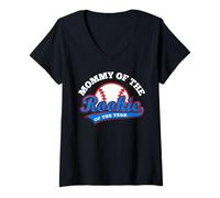 Mujer Mommy of The Rookie of The Year Baseball Mom First Birthday Camiseta Cuello V