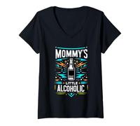 Mujer Mommy's Little Alcoholic Bar de bebedor borracho ---- Camiseta Cuello V