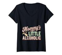 Mujer Mommy's Little Alcoholic Bebedor Bar Borracho --- Camiseta Cuello V