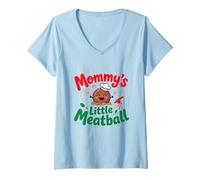 Mujer Mommy's Little Meatball Italian Family para niños pequeños Camiseta Cuello V