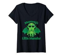 Mujer Mommy's Little Monster - Creepy Cute Sea Creature Design Camiseta Cuello V