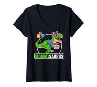 Mujer Mommysaurus T-Rex Dinosaur Mom Mama Saurus Family Matching Camiseta Cuello V