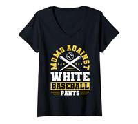 Mujer Moms Against White Baseball Pants Funny Sports Mom Camiseta Cuello V
