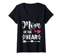 Mujer Moms Favorite Mom of The Year Award Mum Daughter Mothers Day Camiseta Cuello V