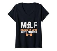 Mujer Moms in Love with Fitness Workout Madre Camiseta Cuello V