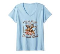 Mujer Moms Salvajes Criando Traviesos Club Social Vintage Camiseta Cuello V
