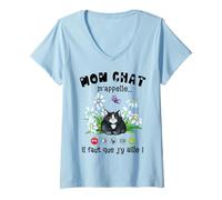 Mujer Mon Chat M'appelle Humor Drole Femme Fille Chaton Fleurs Camiseta Cuello V